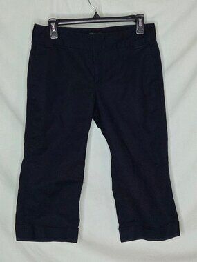 Banana Republic - navy, cropped, cuff-hemmed pants - size 8